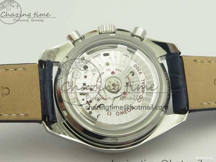0519 SpeedMaster MoonWatch SS OMF 1:1 Best Edition Blue Dial On Leather Strap A9300 V FreshLook 8087